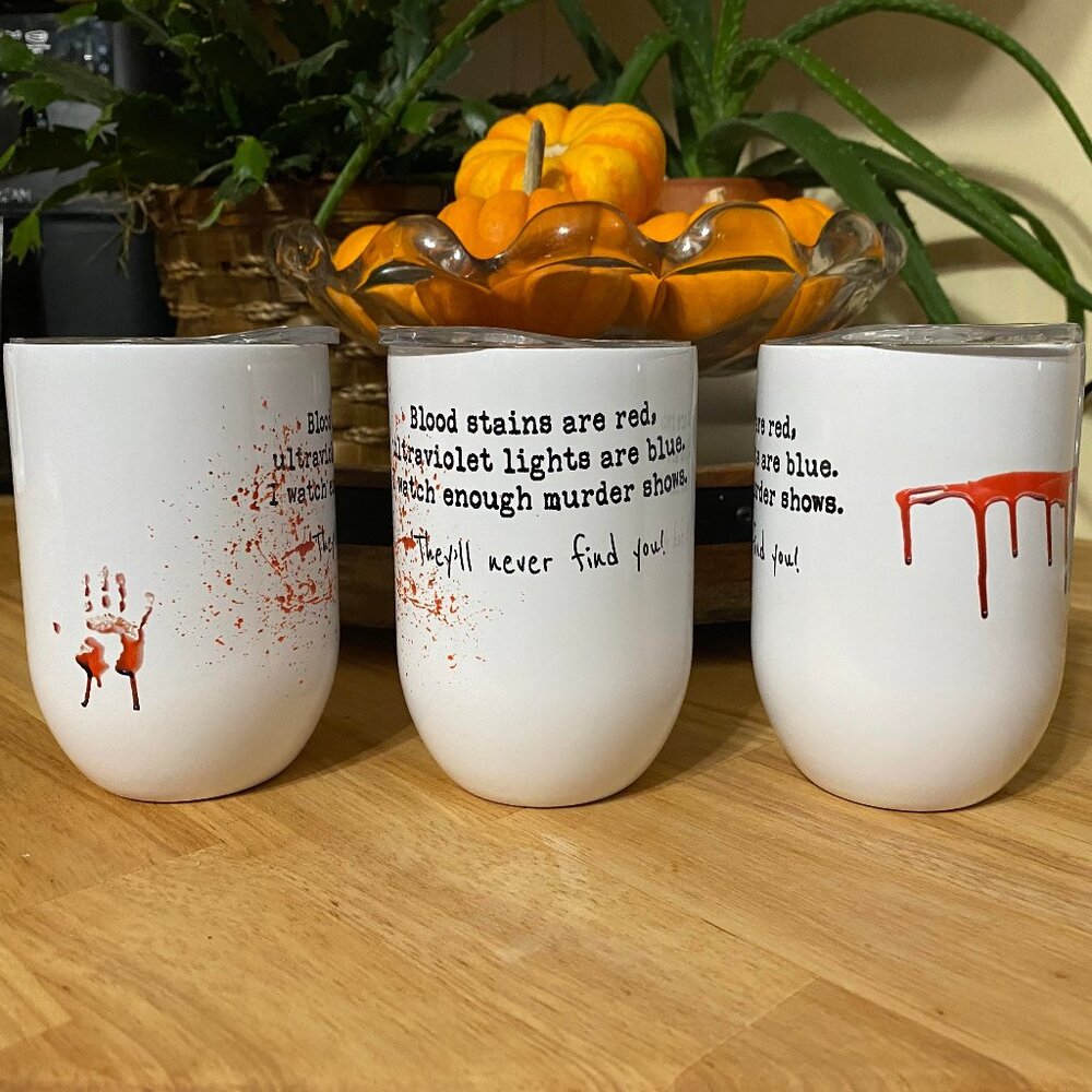 True Crime Insulated Wine Cup 15 oz with Reusable Straw